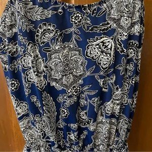 Caribbean Joe Size 16 Blue Black White Floral Tankini Top
